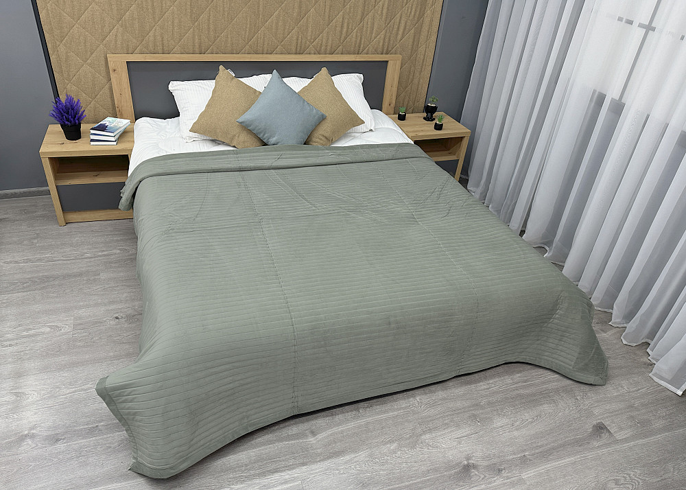 Покривало велюрове Кing Size 220х240 см колір болотний (85-207) Київ - фото 3