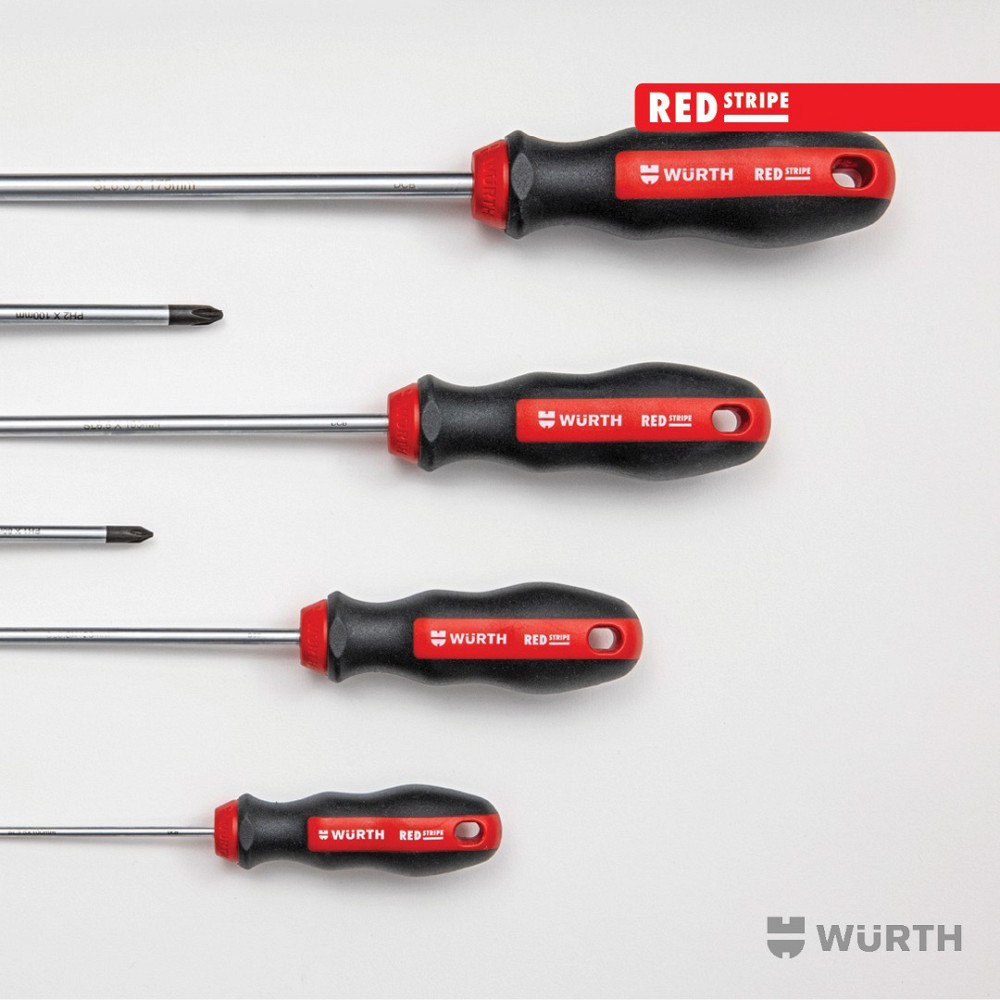 Набір викруток Wurth Red Stripe шліц+РН, круглий стрижень 6шт Львів - фото 2
