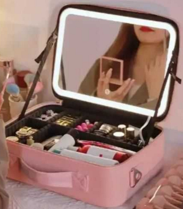 Косметичка дорожная зеркало с подсветкой Органайзер для косметики вещей. Харьков - изображение 7