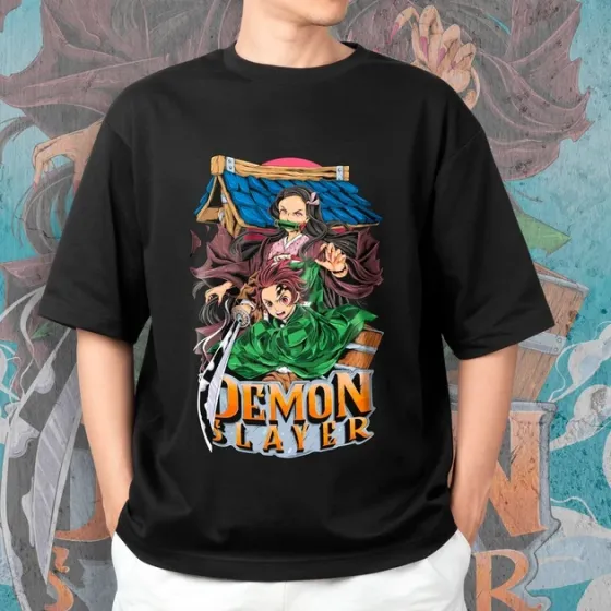 Футболка чоловіча з  принтом Клинок, рассекающий демонов Танжиро і Незуко Розмір 48 Anime00Розмір 48 Дніпро