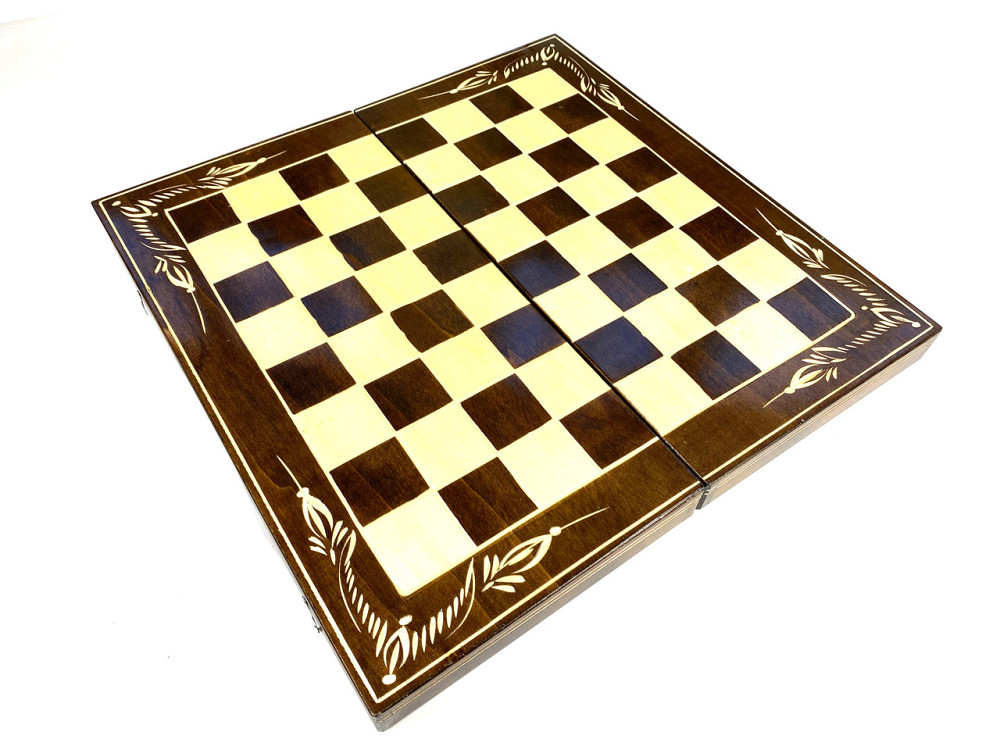 Шахматы, шашки, нарды, шахматная доска для игор 3 в 1 из натурального дерева размер 44.5х44.5 см (XL) Каменец-Подольский - изображение 7