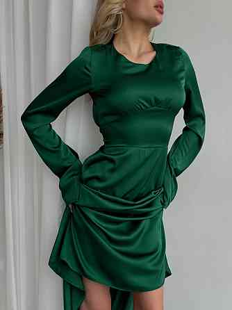 Женское нарядное платье со шнуровкой на спинке шелк Армани Зеленый, 42/44 Одесса