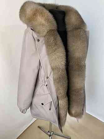 Парка жіноча з хутром песця під Соболь Пудровий р42 75см Харків