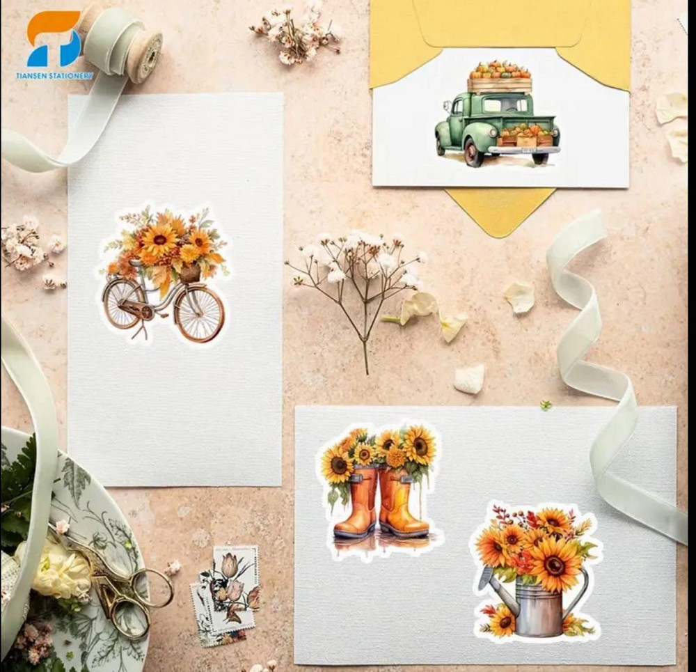 Набор осенних наклеек 50 шт – тыквы, цветы, фермерский стиль Киев - изображение 6