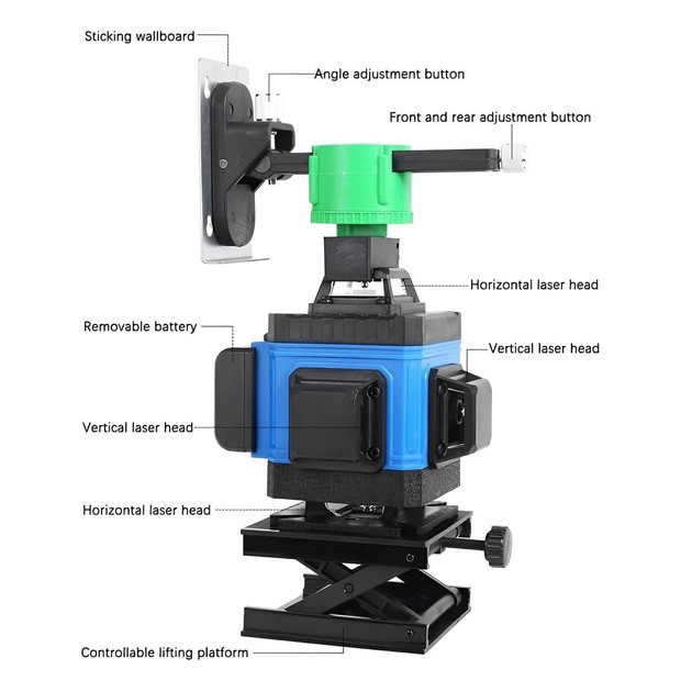 Уровень лазерный линейный нивелир аккумуляторный Laser 4D, 16 линий, рабочее растояние 30м, в чемодане XZ-85 Львов - изображение 18
