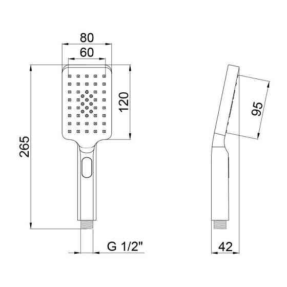 Лейка для ручного душа Qtap Rucni 120х80 мм прямоугольная QTRUCA121N3KBB Black Matt Харьков