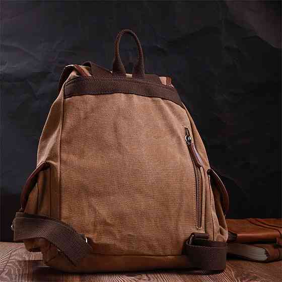 Чоловічий текстильний рюкзак, що закривається клапаном на магніт Vintage 22155 Коричневий Київ