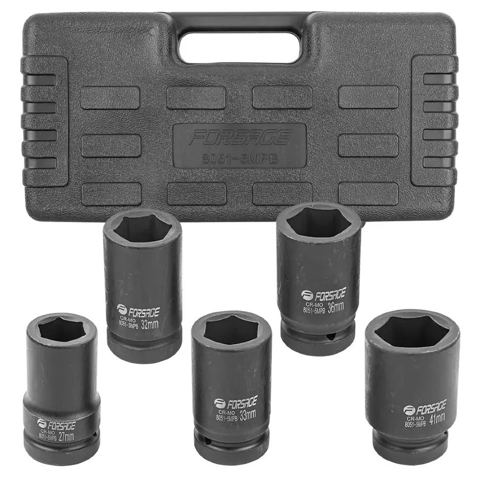 Набір глибоких ударних головок 5 предметів, 1" Forsage F-8051-5MPB Одеса - фото 2
