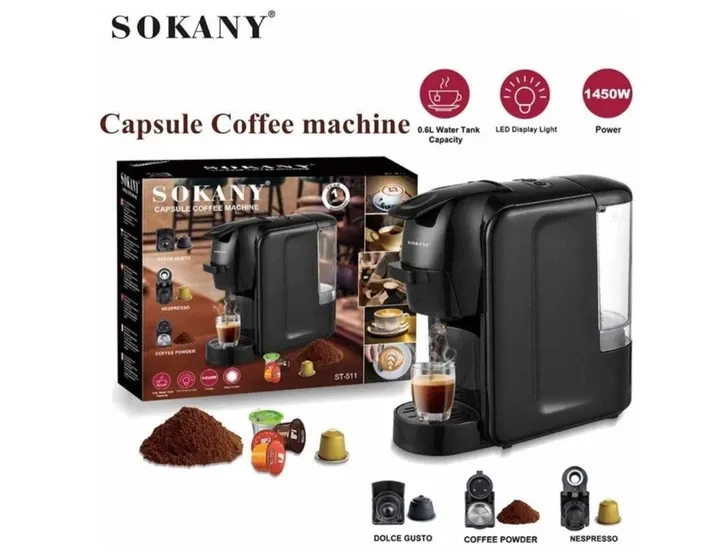 Капсульная кофеварка SK-516, 0,6 л, давление 19 бар, LED, совместимость Nespresso и Dolce Gusto Одеса - фото 6