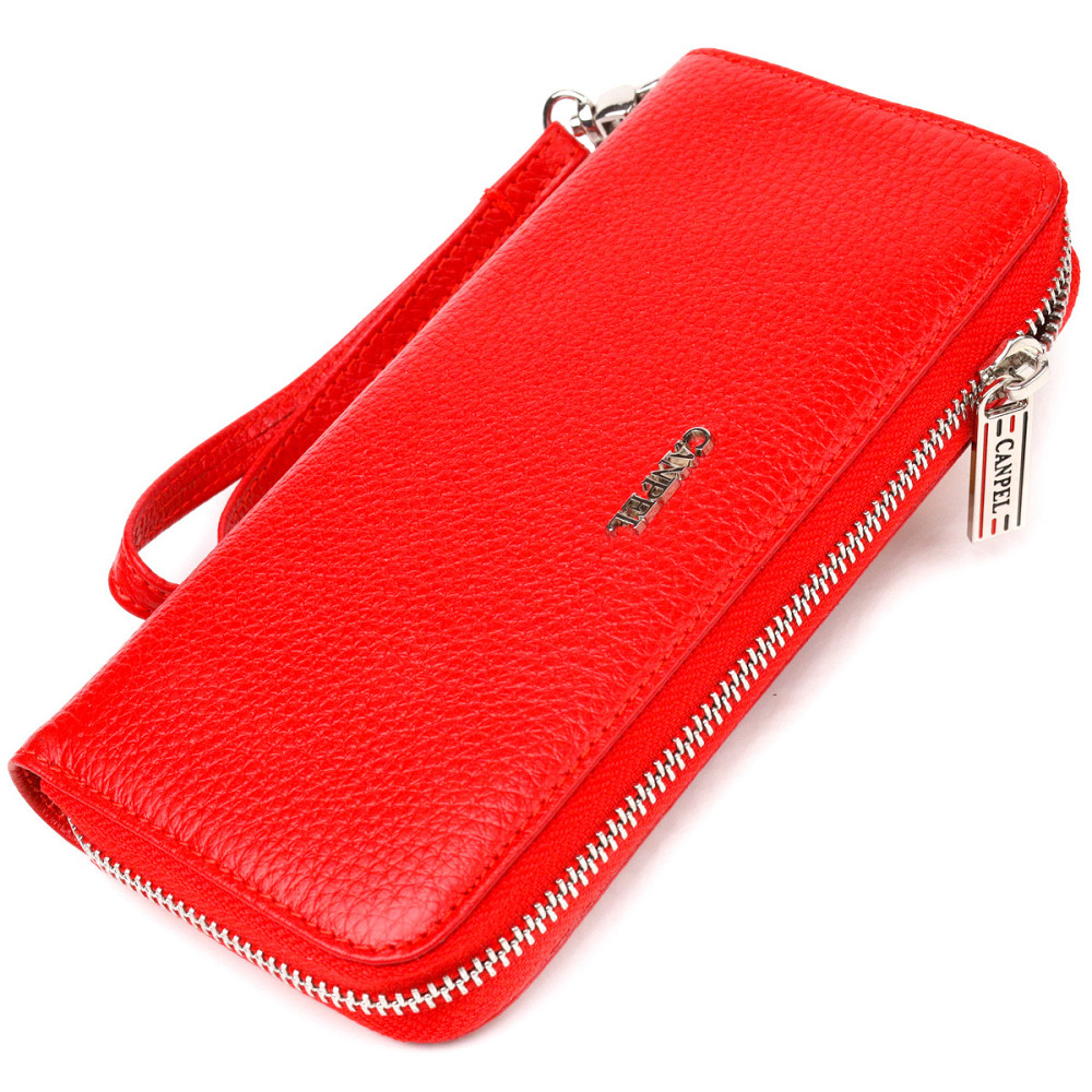 Яскравий гаманець для жінок з натуральної зернистої шкіри CANPELLINI 21615 Червоний Київ - фото 1