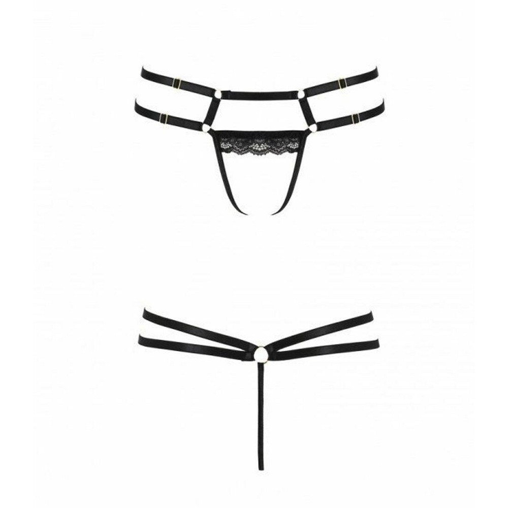 Трусики-стрінги зі стреп із мереживом Passion Exclusive LORRY THONG XXL/XXXL, black Sex Aura Київ - фото 5