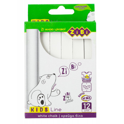 Мел ZiBi белый квадратный, 12 шт. KIDS Line (ZB.6703-12) Винница - изображение 1