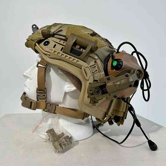 Комплект шлем койот Wendy PE NIJ IIIA + наушники Earmor M31/M32 + кавер с противовесом + крепление Чебурашки Киев