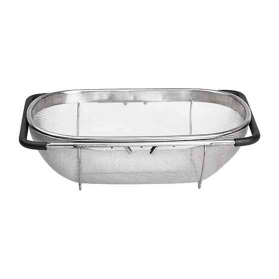 Друшляк сито на раковину для миття овочів та фруктів 36х25х10.5 см з нержавіючої сталі HP-19-18-L Коломия