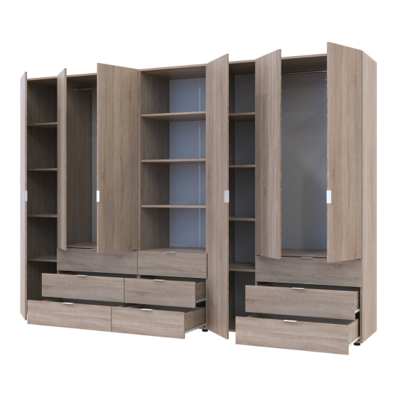 Шкаф для одежды Doros Гелар Дуб сонома 3+3ДСП с пеналом 292.4х49.5х203.4 (DRS-011925) Днепр