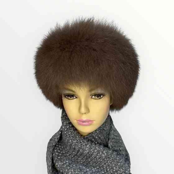 Хутряна пов'язка на голову жіноча з песця Коричневий Харків