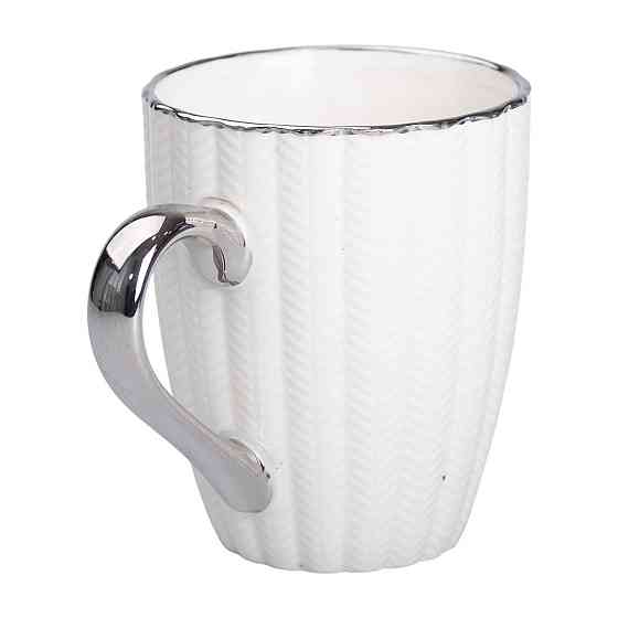 Чашка порцелянова 400 (мл) зі сріблястим обідком та ручкою Бежева RX-N231315BE Коломия