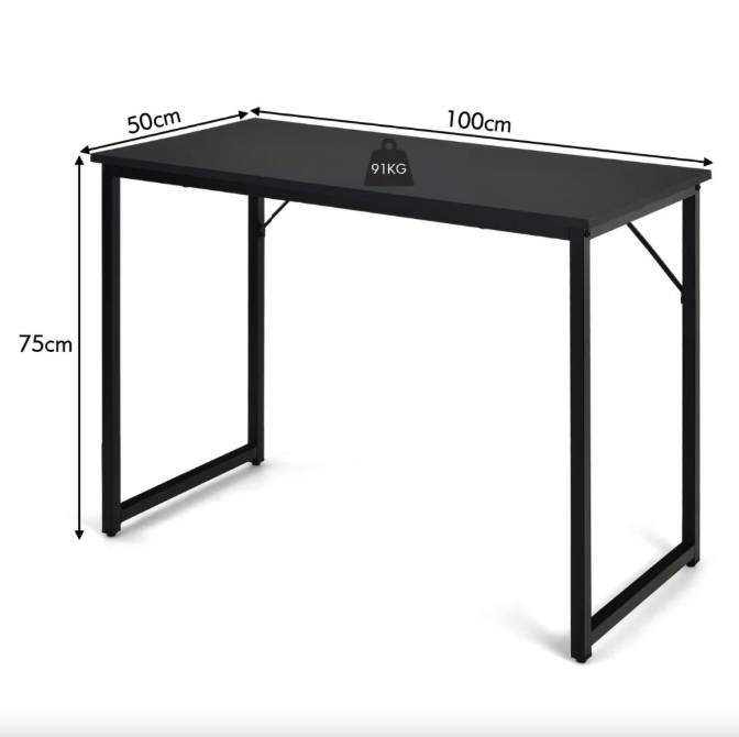 Письмовий стіл Costway Homart із сталевим каркасом чорний Київ - фото 3