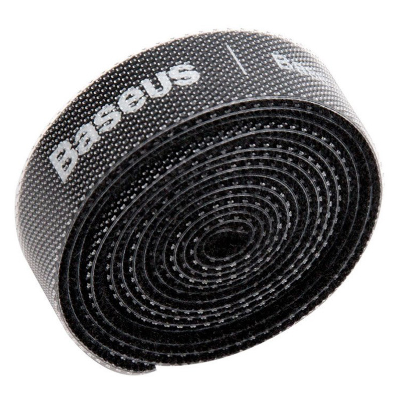 Стяжки для кабелей Baseus Colourful Circle Velcro strap 1m ACMGT-E01 (Черный 1шт, 1м) Николаев - изображение 1