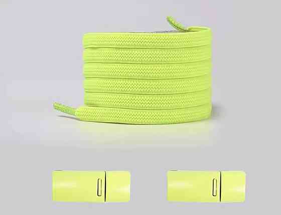 Еластичні шнурки без зав'язок з магнітними застібками в один колір 5 мм  Яскраво-салатовий Сміла