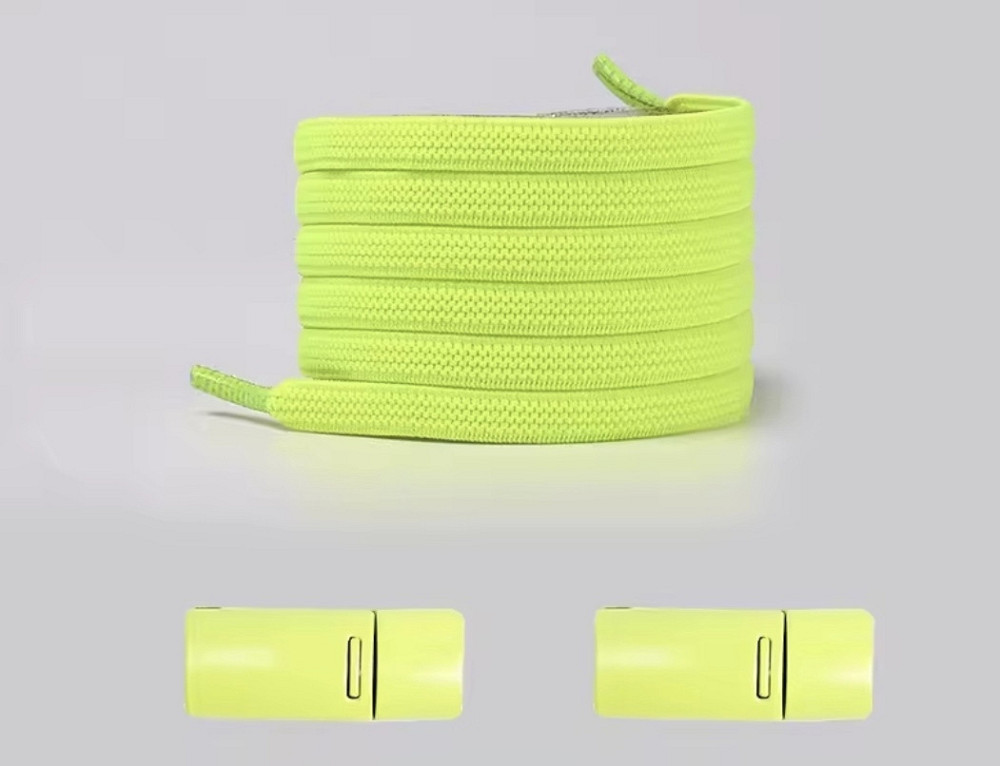 Еластичні шнурки без зав'язок з магнітними застібками в один колір 5 мм  Яскраво-салатовий Сміла - фото 1