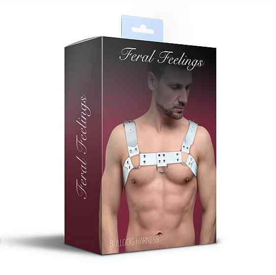 Чоловіча портупея на груди з натуральної шкіри Feral Feelings - Bulldog Harness White Sex Aura Київ