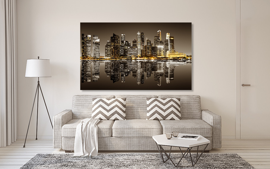 Картина холст в гостиную / спальню   Місто в ночі   MLP_225 50x100 см Киев - изображение 2