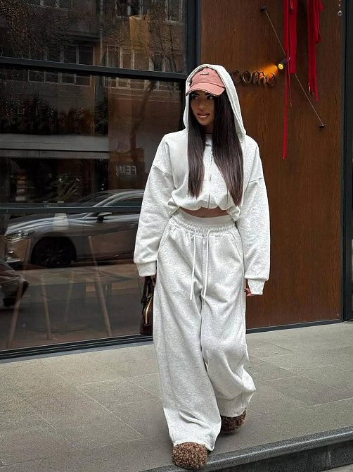 Женский стильный повседневный оверсайз костюм двойка трехнитка петля Меланж Одесса - изображение 2