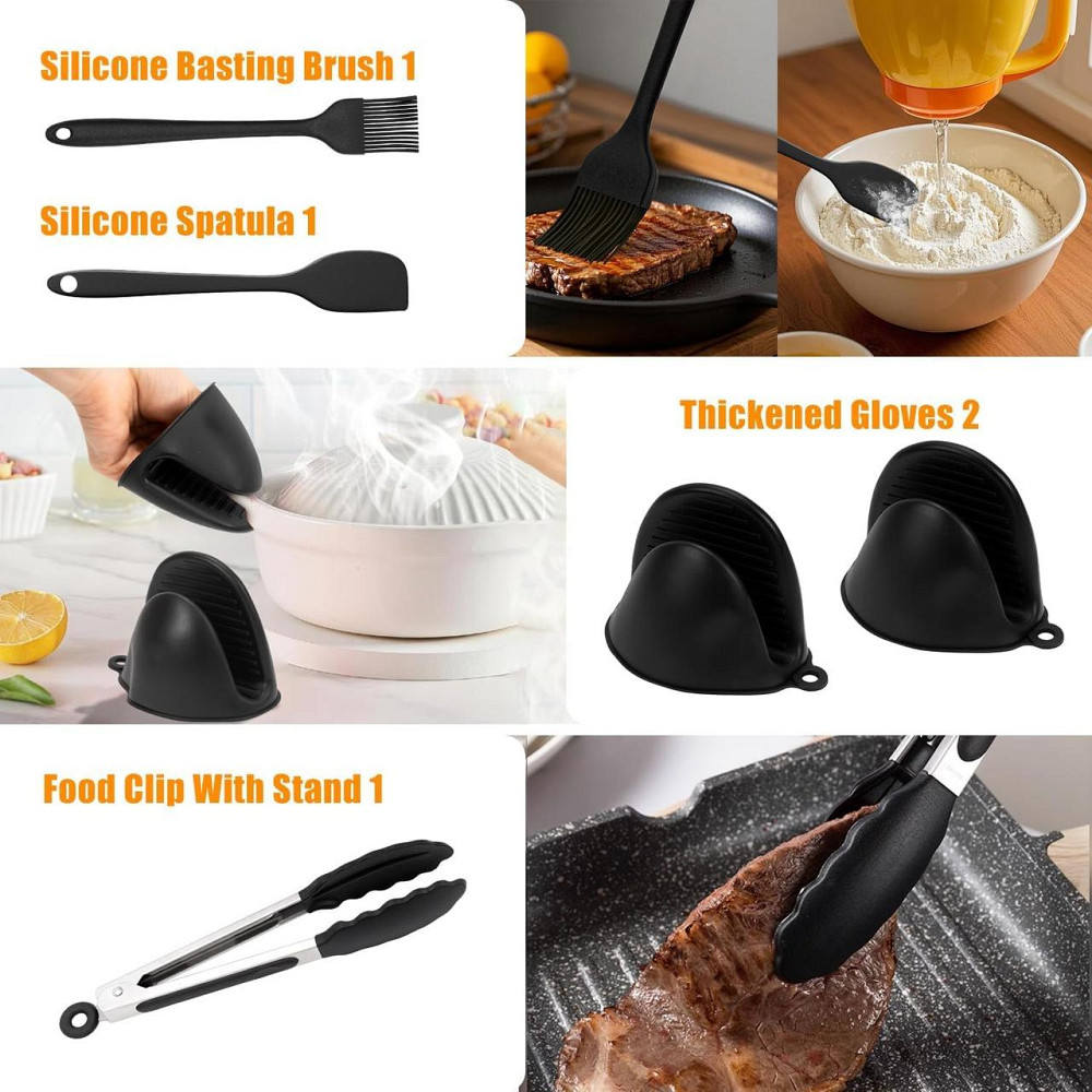 Аксесуари для аерофритюрниці Cosori CAF-R901-AEU Чорний 8.5L силіконова форма, решітка, шпажки, рукавички, пергамент, набор Київ - фото 2
