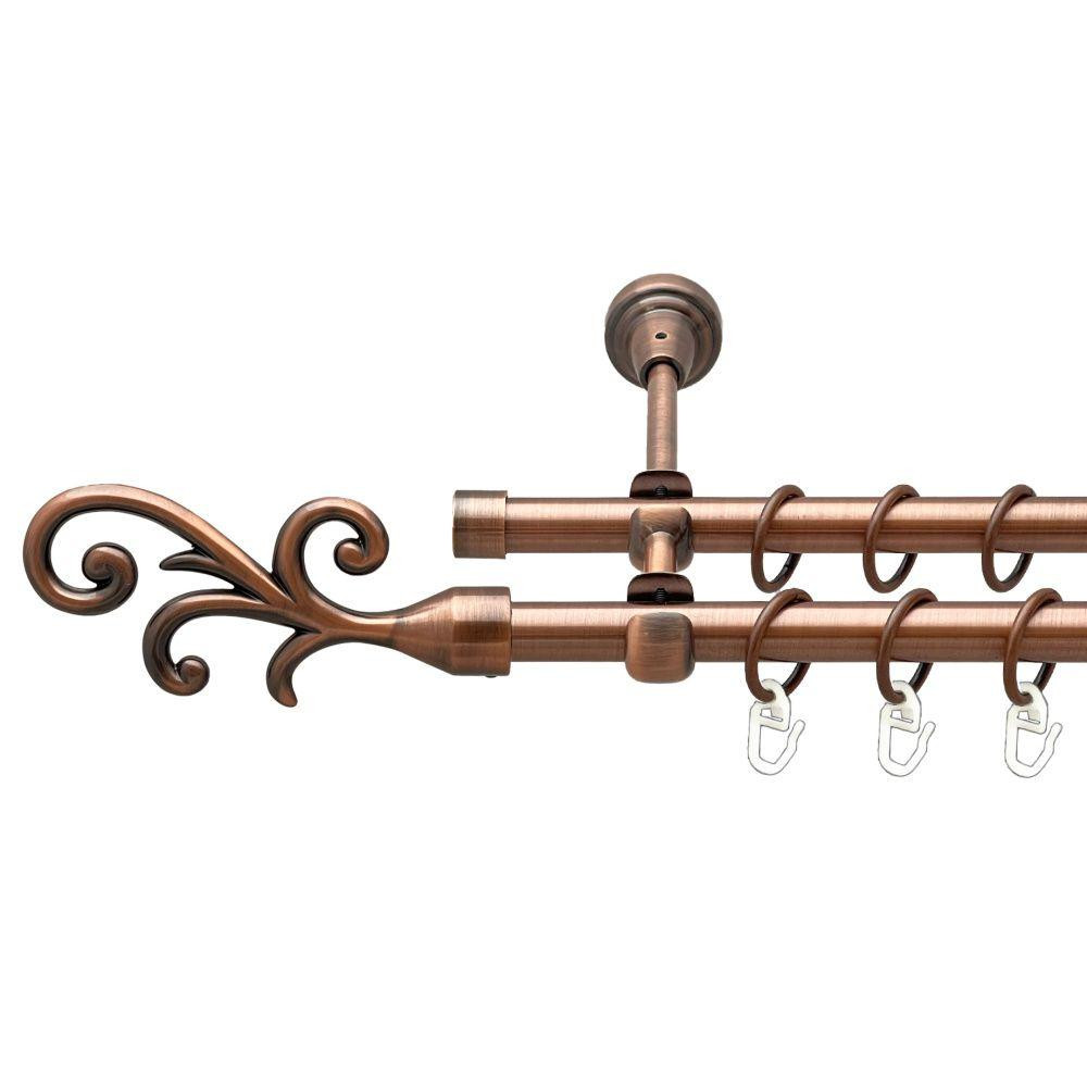 Карниз Orvit Фала металевий дворядний відкритий гладка труба кільце металеве Мідь 16\16 мм 280 см Львов - изображение 1