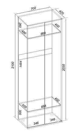 Шафа для одягу Ketrin К-1, Дуб Сонома Трюфель, 700/425/2100 Львів
