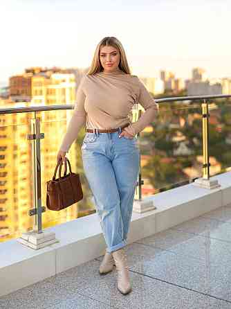 Базовий жіночий лонгслів з драпіруванням "Sweet" | Норма і батал Бежевий, 50-52 Київ