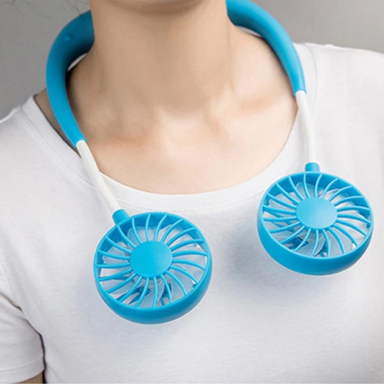 Вентилятор на шею портативный с аккумулятором (голубой) Винница - изображение 3