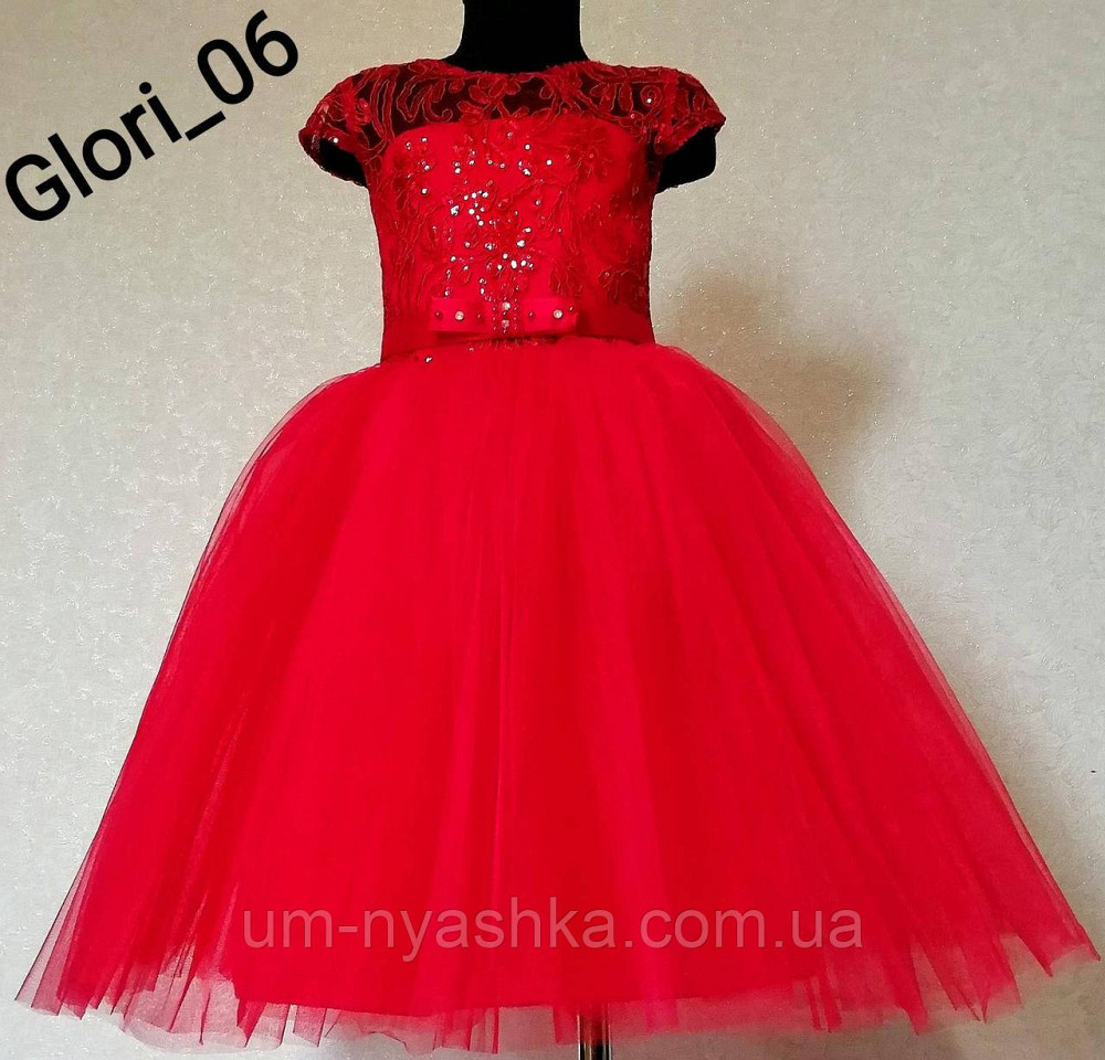 Червона пишна сукня з блискітками 110-128 Кривий Ріг - фото 1