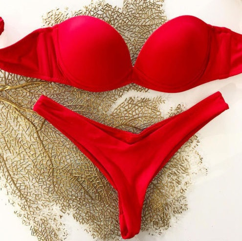 Купальник раздельный бандо женский красный Киев - изображение 1