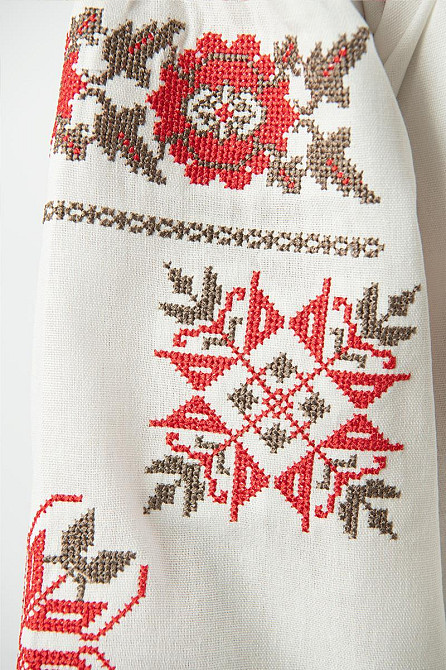 Вышиванка для девочек-подростков льняная с длинным рукавом, молочная топ Киев - изображение 3