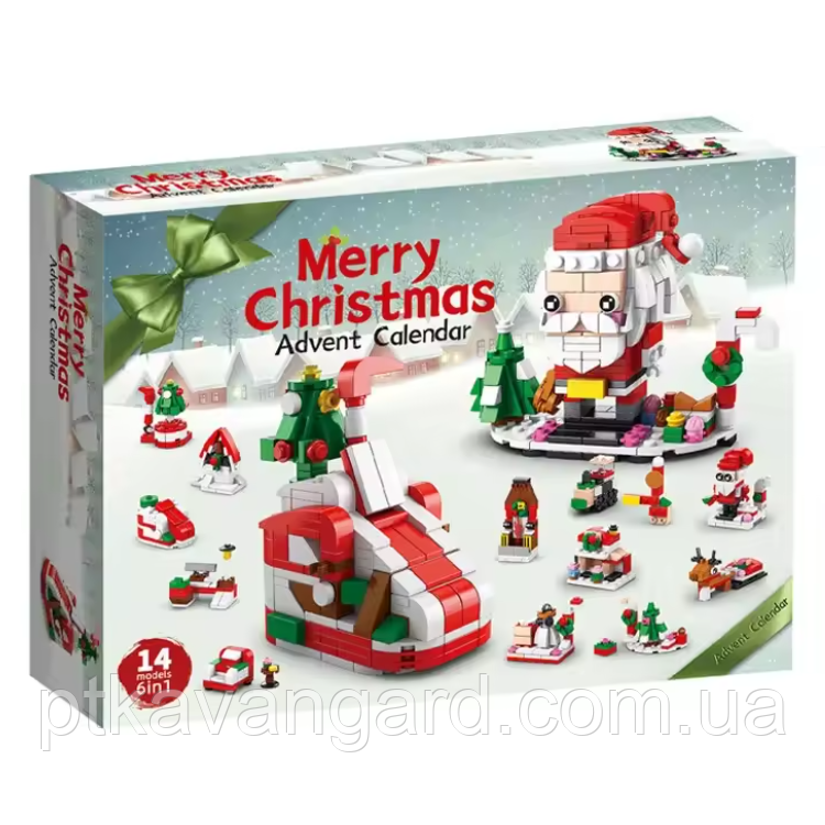 Новогодний адвент календарь конструктор рождественский Санта и сани 580 деталей, 6в1, 12 окошек 8972-7 Хмельницкий - изображение 4