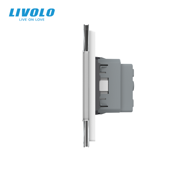 Сенсорний вимикач 2 сенсора (1-1) 1 розетка Livolo білий скло (VL-C701/C701/C7C1EU-11) Коломыя