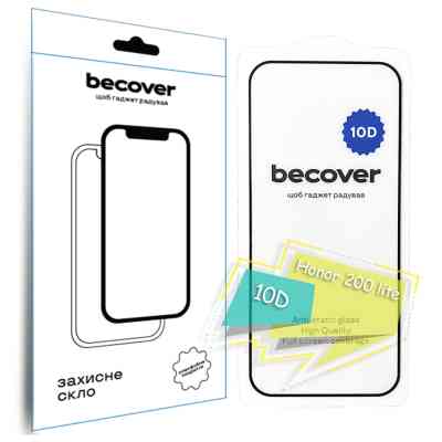 Стекло защитное BeCover Honor 200 lite 10D Black (713162) Винница