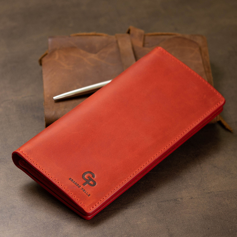 Шкіряне жіноче матове портмоне GRANDE PELLE 11512 Червоний Київ - фото 9