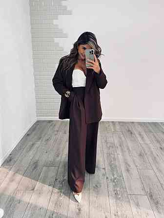 Женский стильный классический костюм двойка, костюмка Шоколад, 42/44 Одесса