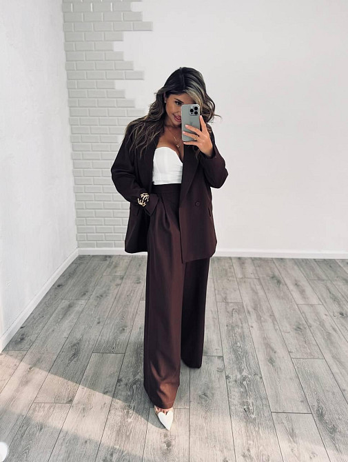 Женский стильный классический костюм двойка, костюмка Шоколад, 42/44 Одесса - изображение 3