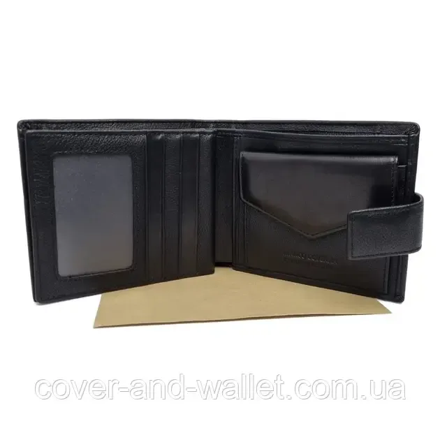 Брендовий чоловічий гаманець із блоком для документів чорного кольору Marco Coverna BK 010-823 Київ - фото 5