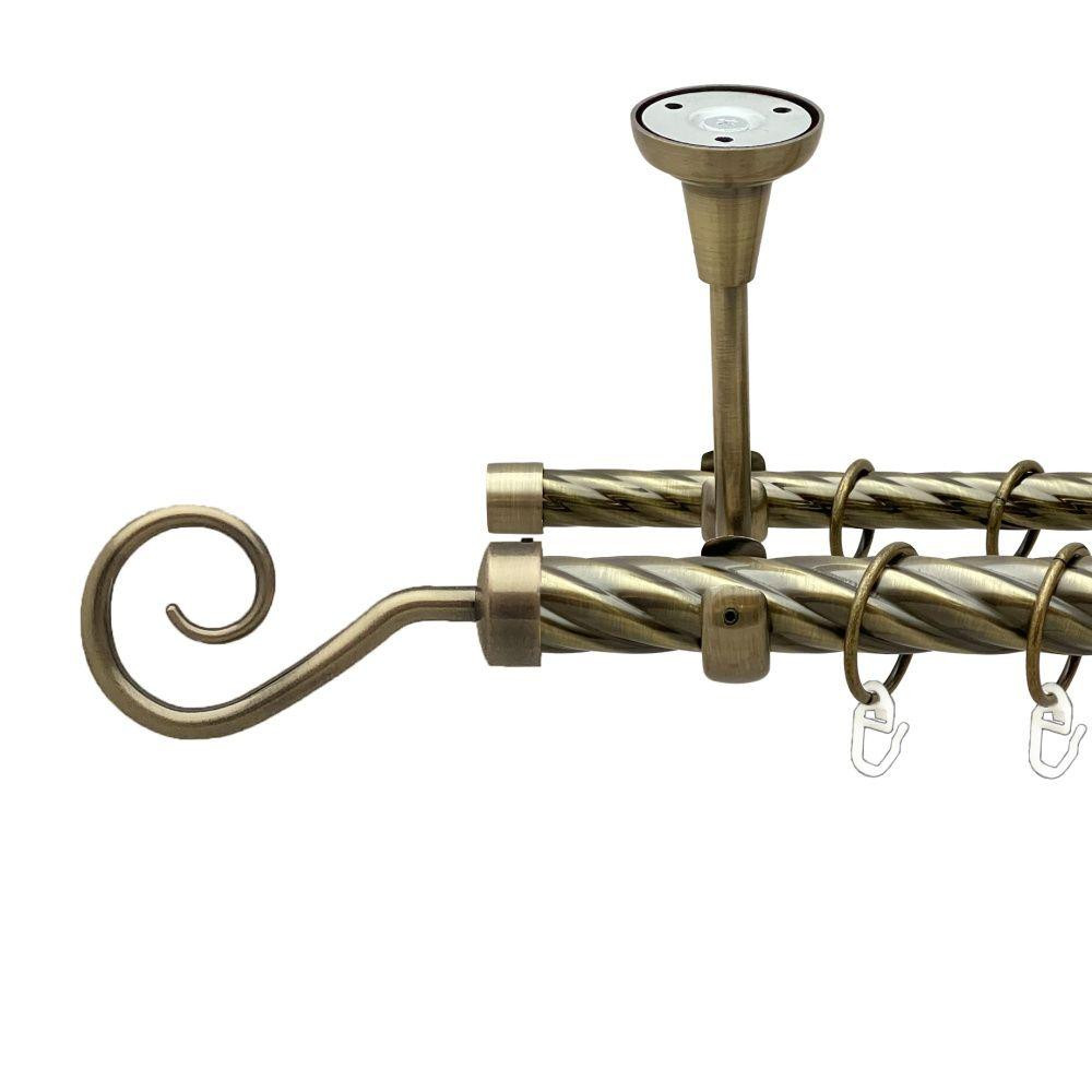 Карниз Orvit Гак металевий дворядний відкритий до стелі скручена труба кільце металеве Антик 25\16 мм 300 см (00-00018969) Львів - фото 1