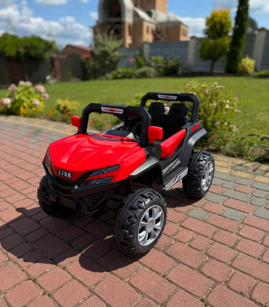 Детский электромобиль ДЖИП БАГГИ двухместный (4 двигателя, пульт, свет, музыка), Красный Киев