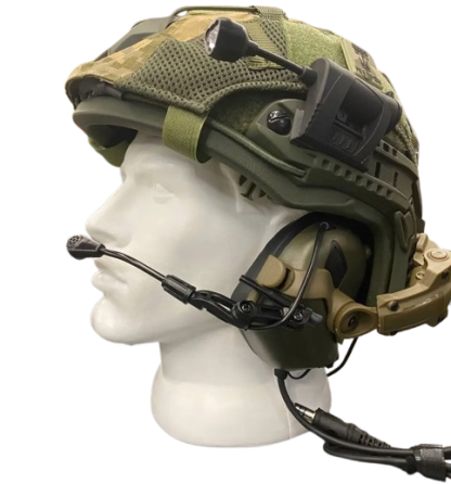 Тактический комплект шлем Fast с кавером + наушники Earmor М32 + крепление чебурашка + противовес (Оливковый) L Винница