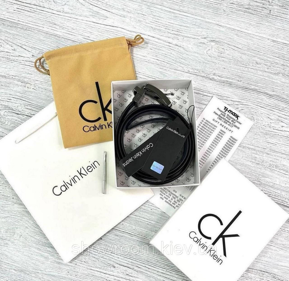 Двусторонний кожаный ремень в подарочной упаковке (453) черный/синий Киев - изображение 4