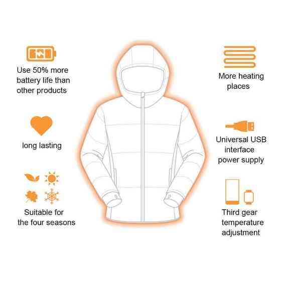 Мужская  стеганая куртка с подогревом от повербанка AZT Киев