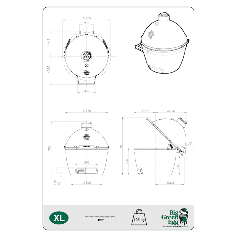 Керамічний вугільний гриль XL Big Green Egg (AXLHD / 117649) Код: 003005 Рівне - фото 14