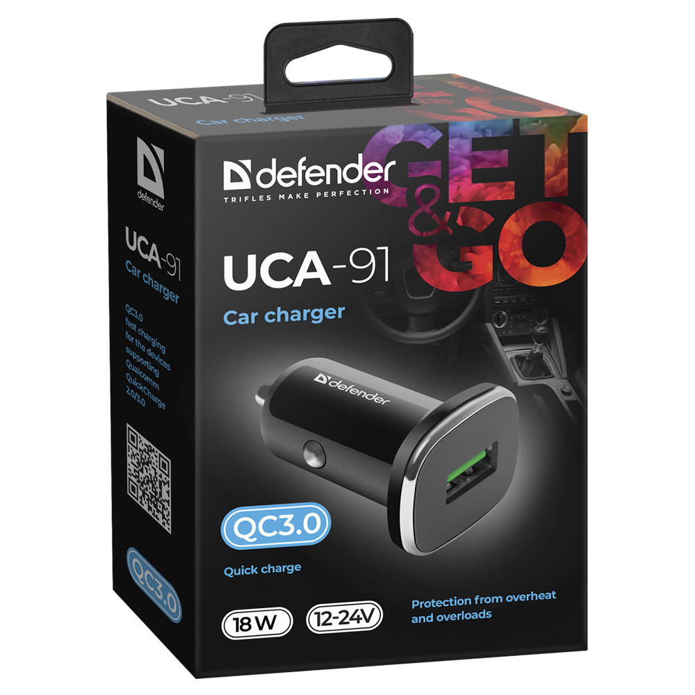 Автозарядка 1xUSB 18W (USB-A) QC3.0 3А UCA-91 чорна Defender Винница - изображение 2